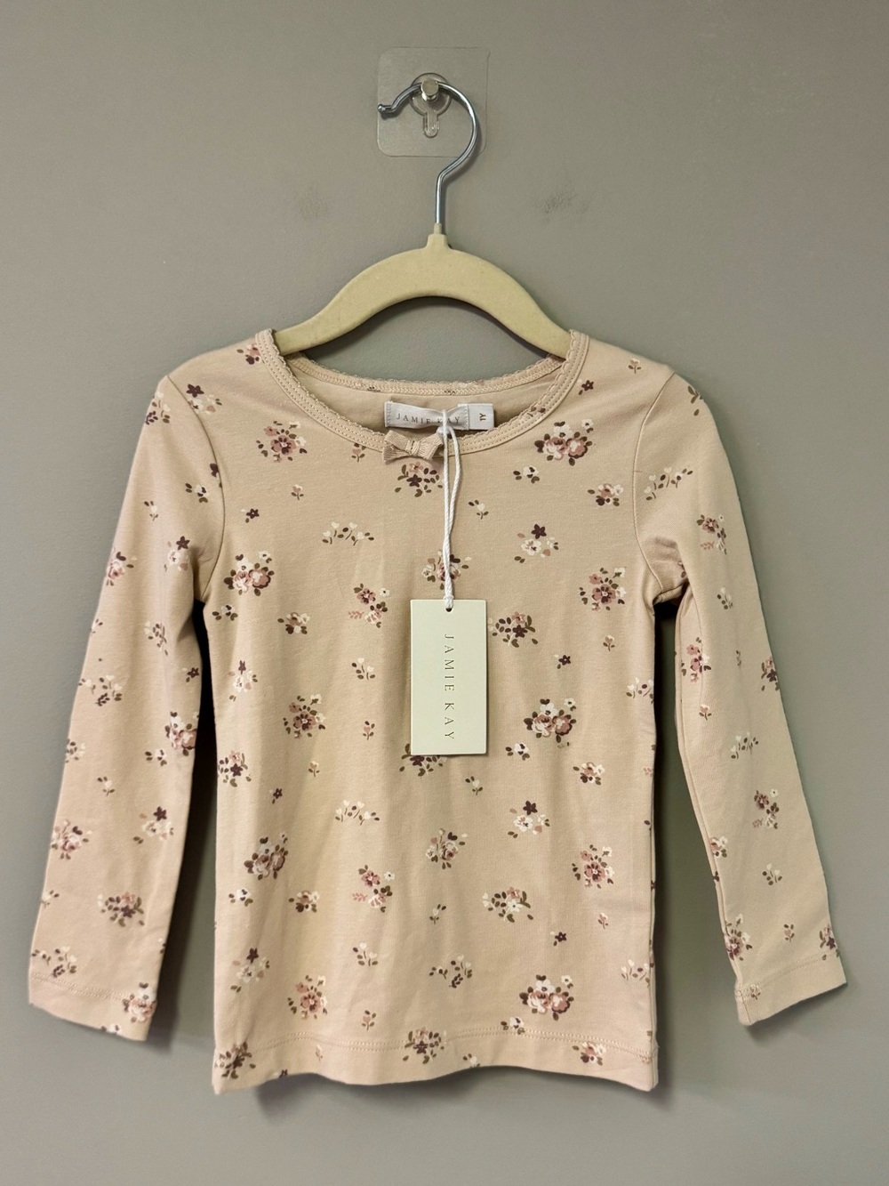 Jamie Kay Cream Floral Long Sleeve Tee with Tiny Bouquet Print